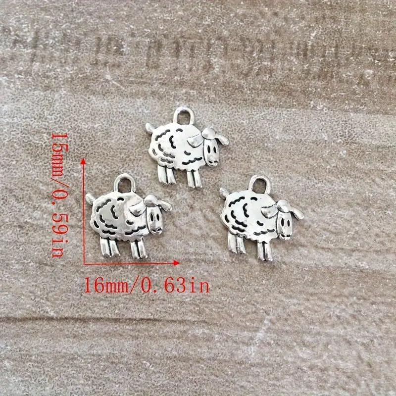 50Pcs Exquisite Antique Silver Zinc Alloy Sheep Animal Pendant Charms Retro DIY Antique Silver Bracelet Pendant Necklace Jewelry Making Chain Accessories - Image 2