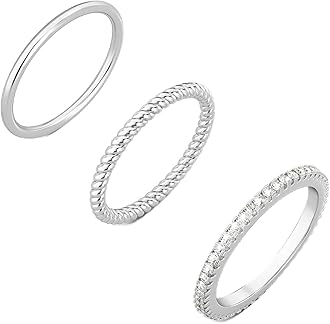 Moodear 3PCS Thin Stackable Ring Set - Dainty 14K Gold Plated Thumb CZ Rings for Women Non Tarnish Size 5-12
