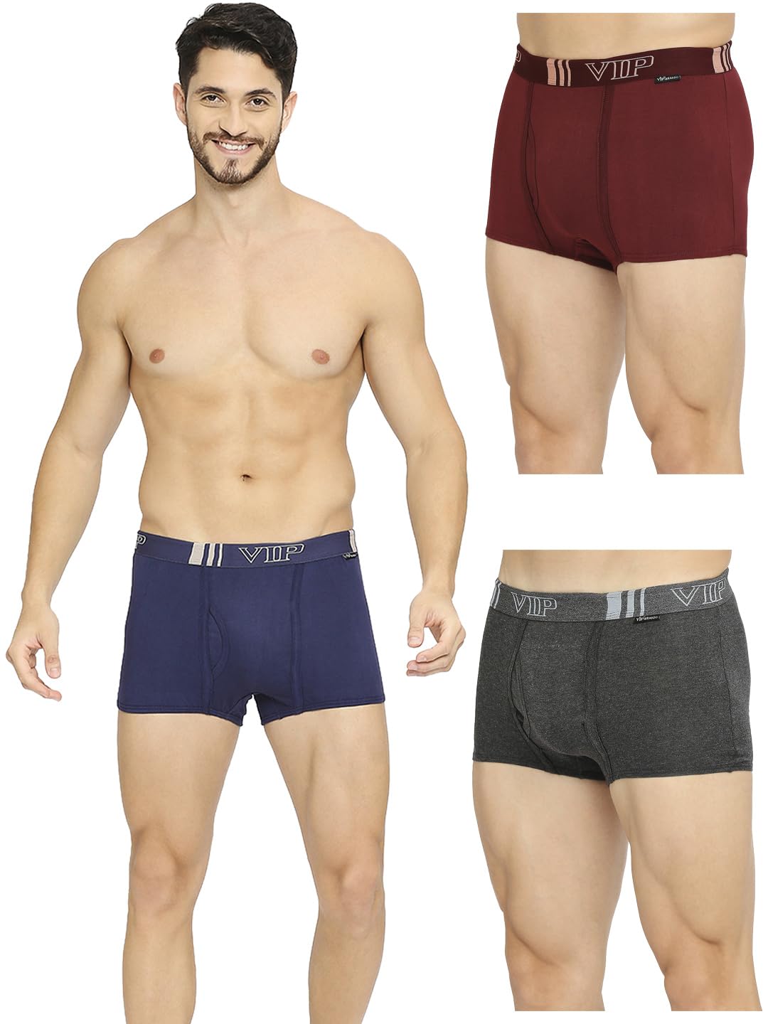 vip Brando Plain Solid 100% Cotton Trunks for Men in Pack of 3-picture-33