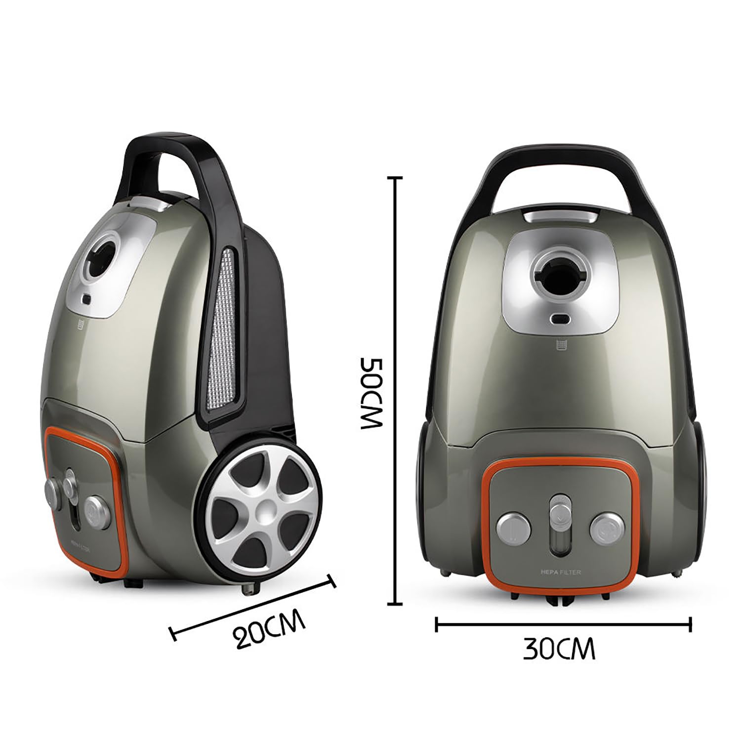 Bezworkowy odkurzacz cylindryczny 3200 W z zmywalnym filtrem HEPA, silnik 1600 W, kosz na kurz 3 l, zasięg 8 m dla łatwego manewrowania, idealny do czyszczenia sierści zwierząt domowych i twardych