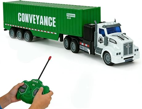 Remote Control Semi Truck with Trailer, 14" 148 Trailer Truck Toy, Equipped with 2 Rechargeable Batteries, Gifts Ideas for Boys Age 3-8 Year Old