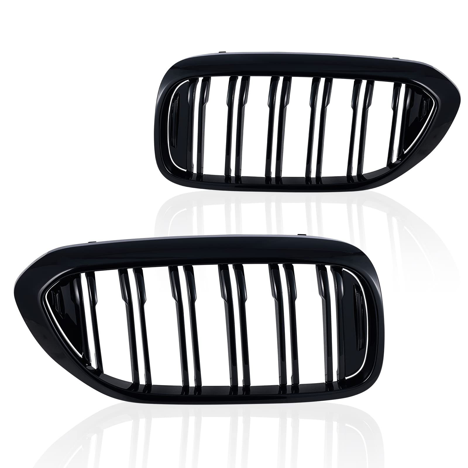 Nieren Kühlergrill Schwarz für BMW 5er G30 G31 530I 540I 2017-2020 | Glanz Schwarz, Doppelsteg, Sport