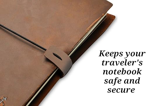 Miniatura 2 de Wanderings Correa de cierre de diario tamaño A4  grande  Se adapta a diarios de 7.5 pulgadas  7.5 in de ancho  Correa elástica para diarios de cuero