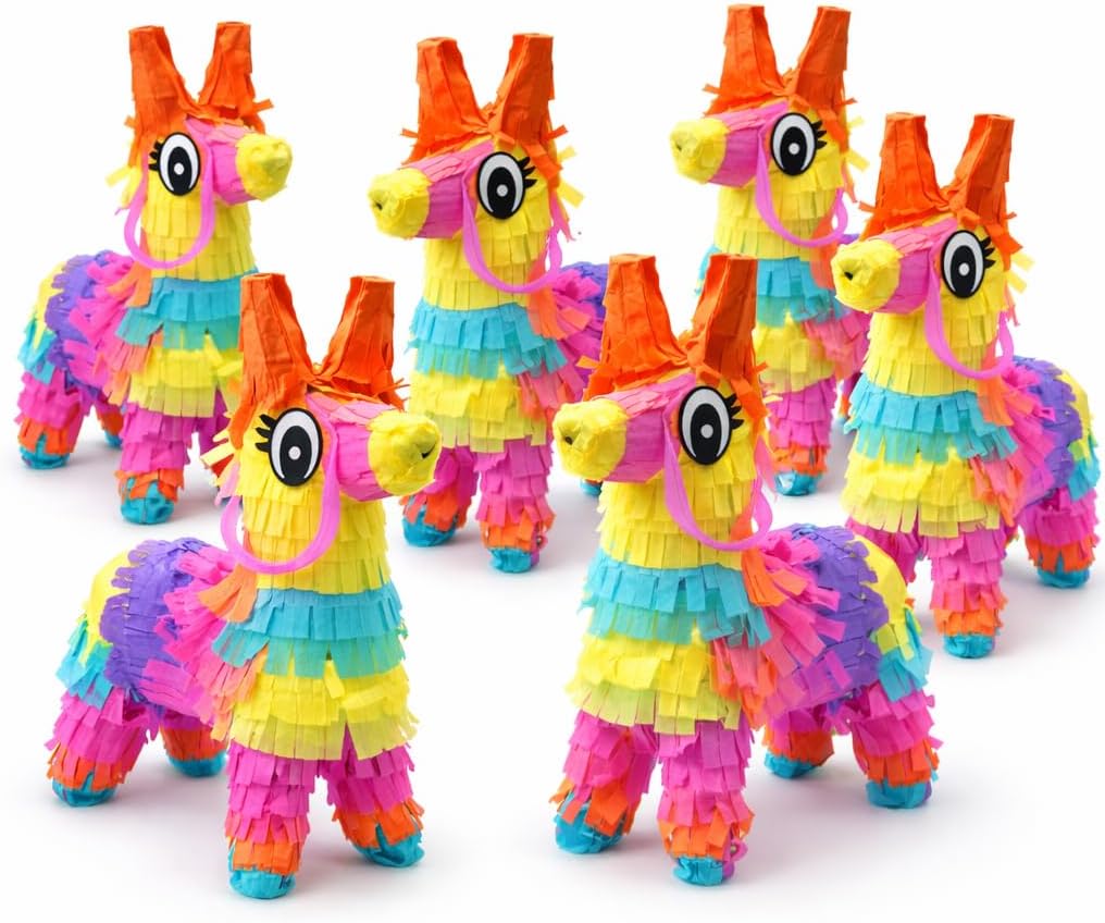 4E's Novelty 6 Pieces Mini Pinata 4x7" - Fiesta Party Decorations, Mexican Cinco de Mayo Party Supplies, Day of the Dead, Día de Los Muertos decorations, Table Centerpiece Decor