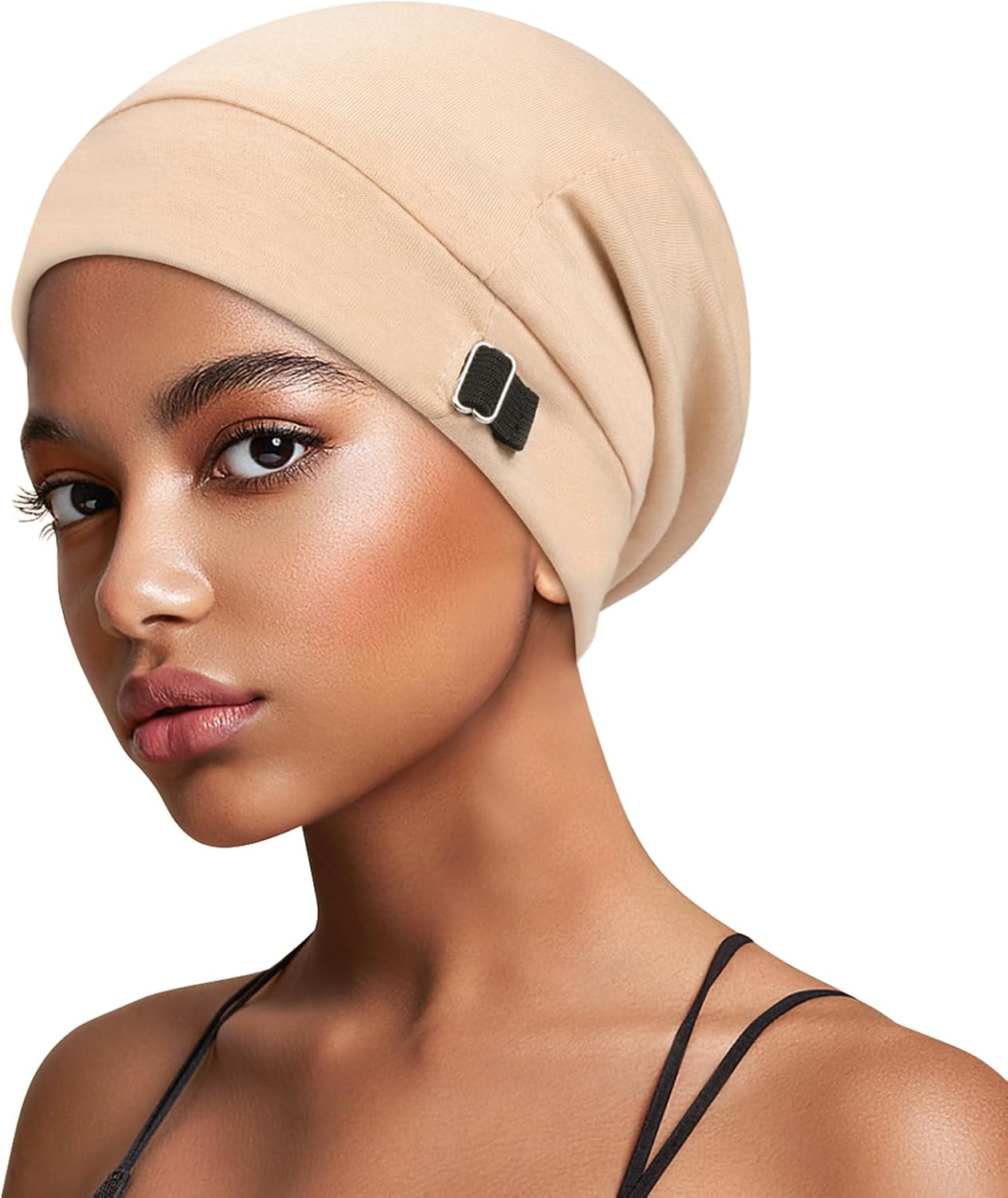 Kiiwah Satynowa czapka do spania z podszewką satynową, regulowana czapka z kręconymi włosami do spania unisex czapka typu slouch beanie czapka do spania miękka satynowa czapka z jedwabnym bonnetem dla