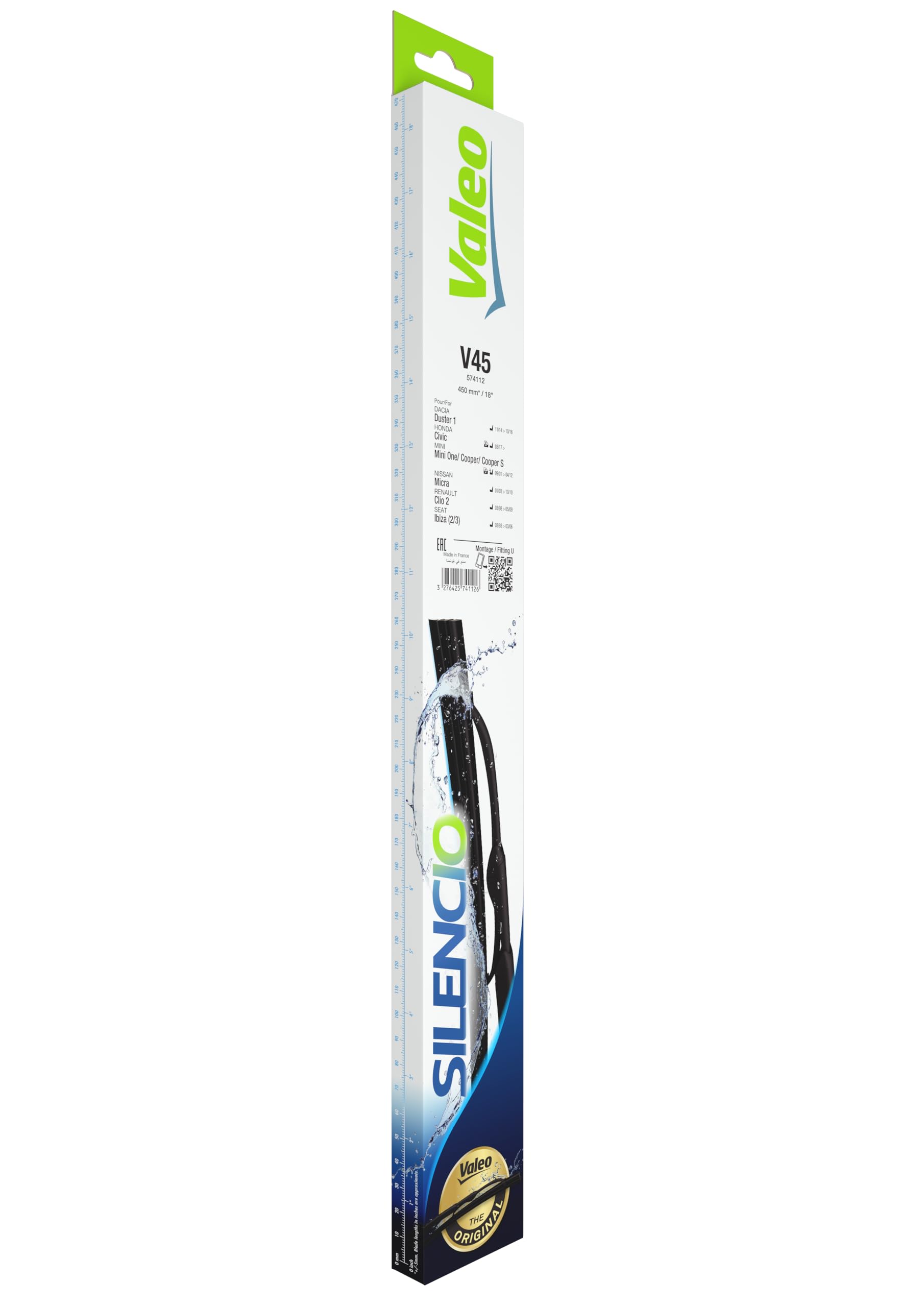 VALEO First FC45 Windscreen Wiper Blades Conventional Durable and Reliable 450mm Front 1 Wiper Blade 575545