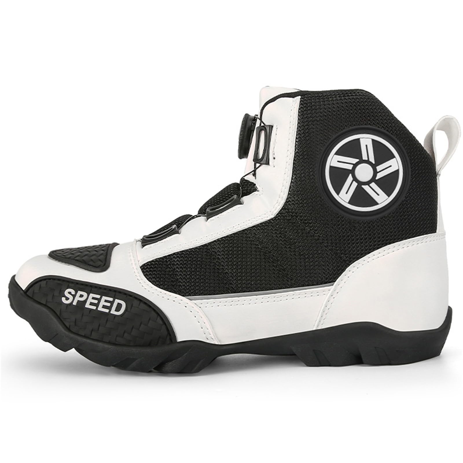 JiuQing Scarpe da Moto Stivaletti da Equitazione da Strada da Uomo Stivali da Moto in Pelle da Esterno Antiscivolo