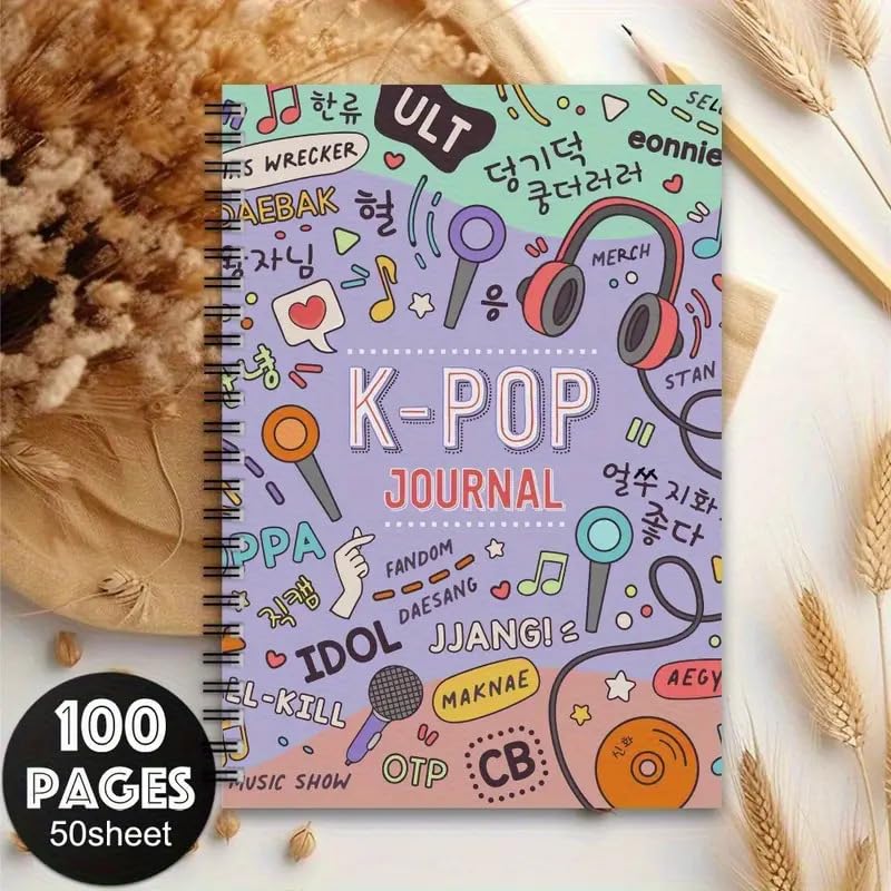 Cuaderno K-Pop de espiral de 100 páginas con líneas para fans de la música coreana 4