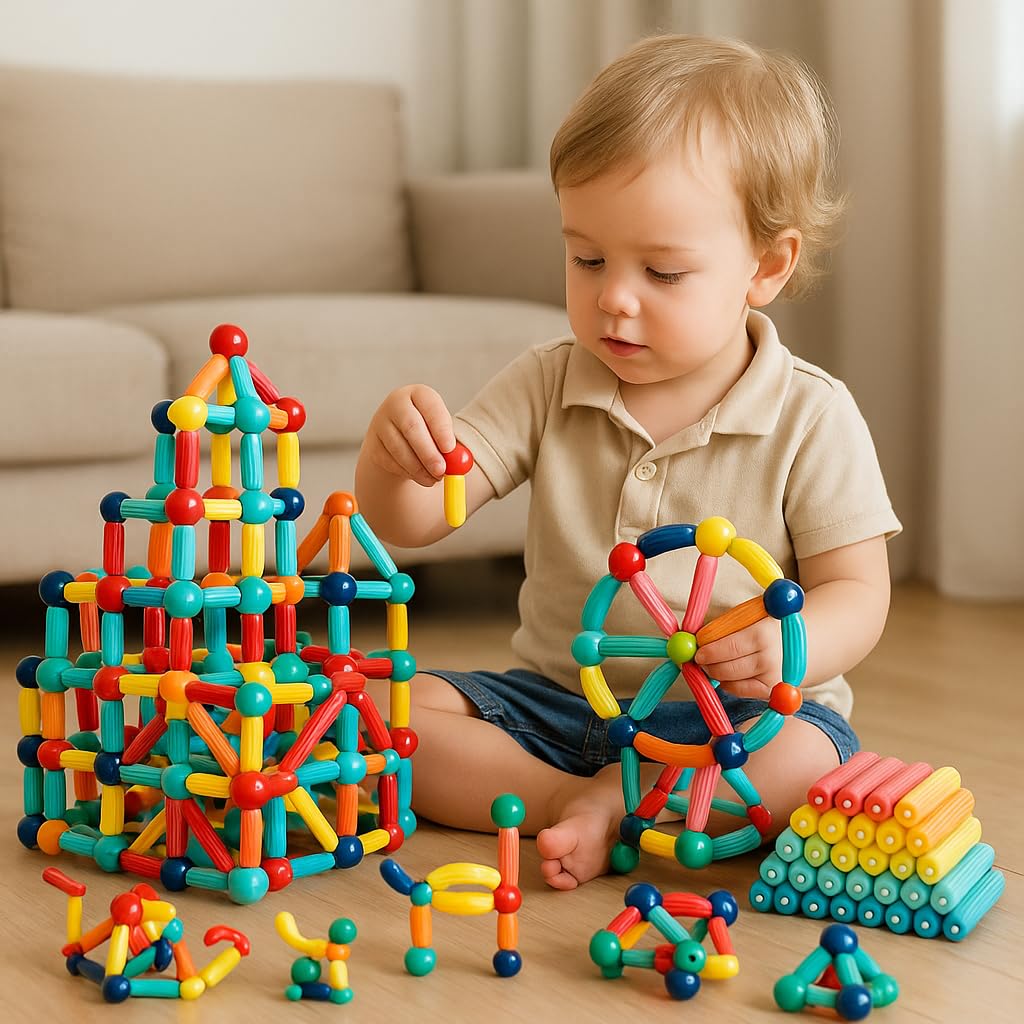KAVANA Magnetic Building Sticks Blocks Kids Toy, Learning Sticks and Balls, Activities Toy for Toddlers, Educational Magnet Building Blocks,Kids Toys for 3+ Year Old Gifts(25pcs)