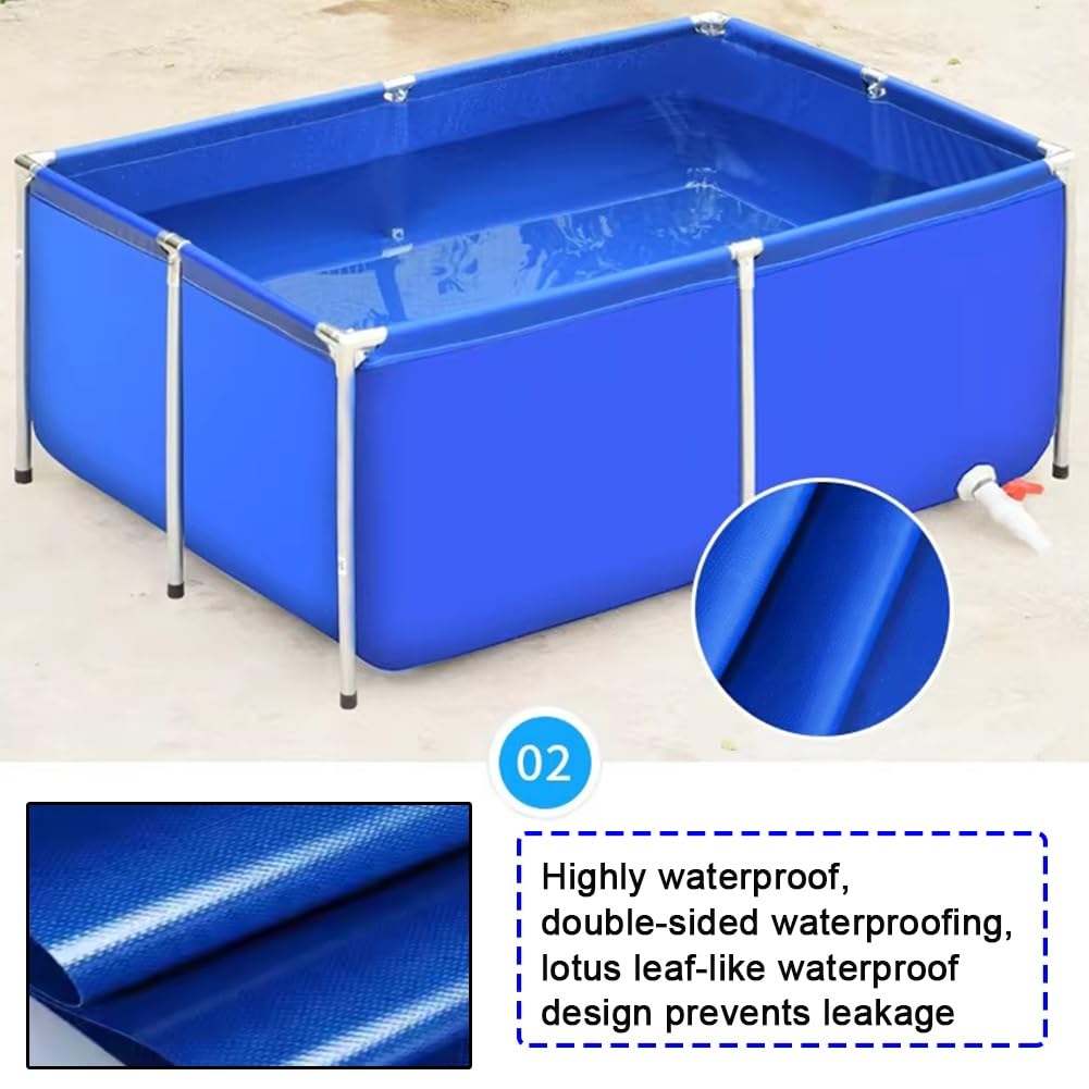 Faltbares Koi-Fischbecken – strapazierfähiges PVC-Canvas-Außenaquarium mit Stahlrahmen und Ablassventil, ideal für die Pflege von Fischen und Schildkröten (grün, 2 x 1 x 0,5 m)