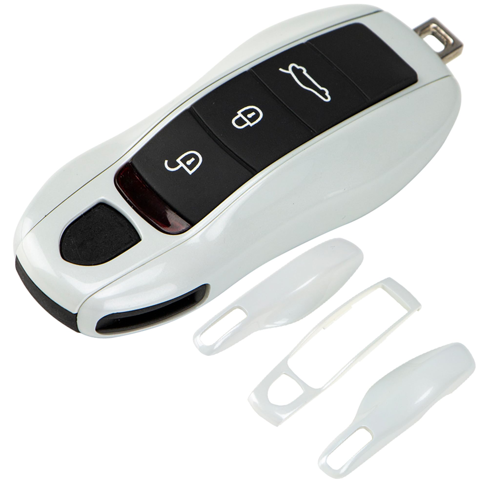 AeroBon3-Piece Painted Key Cover Key Fob Shell Compatible with Porsche Key Shell Replacement (MK1, Carrara White)