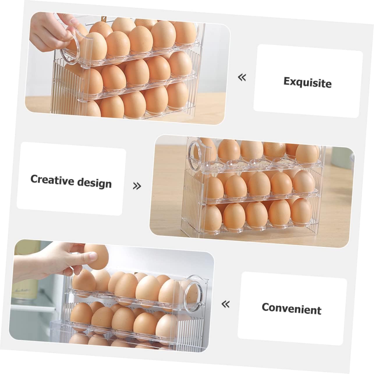 Egg Organizer for Refrigerator Multi-Grid Plastic Egg Storage Tray Lid Space-saving for Fridge for Home Use and Easy Access