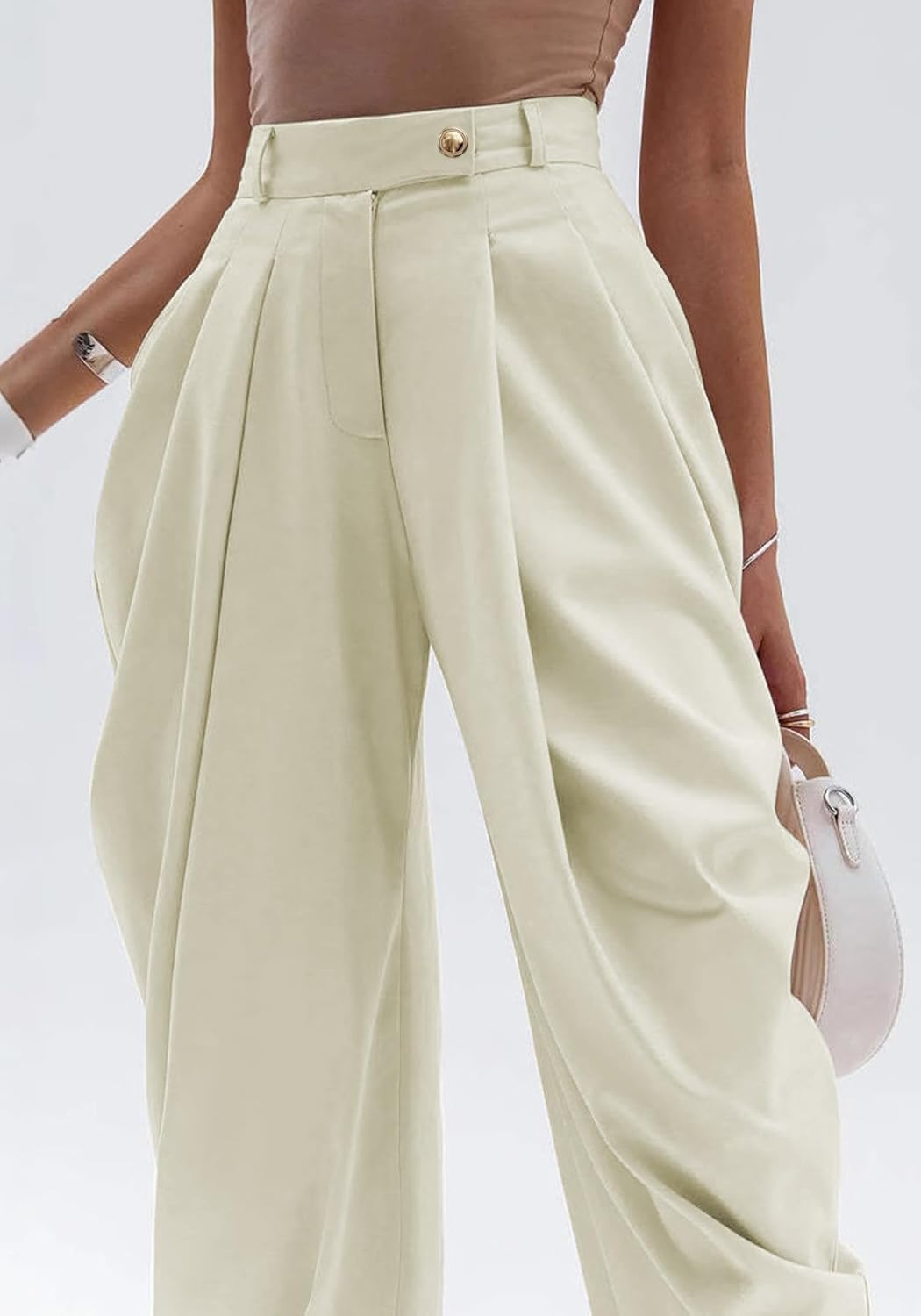 Unybwonn Women's Dress Slacks Pants Casual Pleated Business Work Pants Wide Leg High Waisted Palazzo Pants Trousers - Image 4