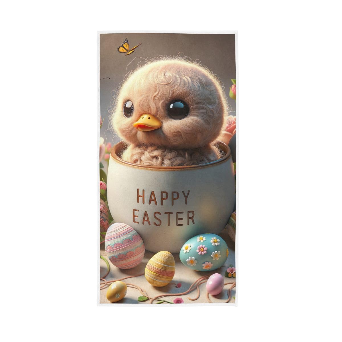 HUYGD Easter Egg Duck Hand Towel Cotton Absorbent Soft Decorative Towel for Bathroom 15 x 30 Inch
