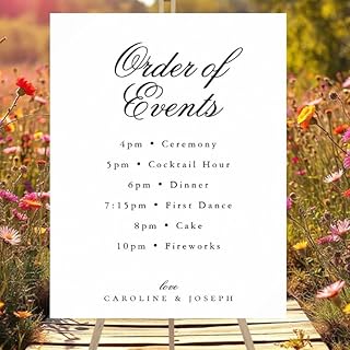 Wedding Timeline Sign With Icons, Order Of The Day Yard Sign, Editable Wedding Timeline Sign, Custom plastic itinerary placed indoors and outdoors T21