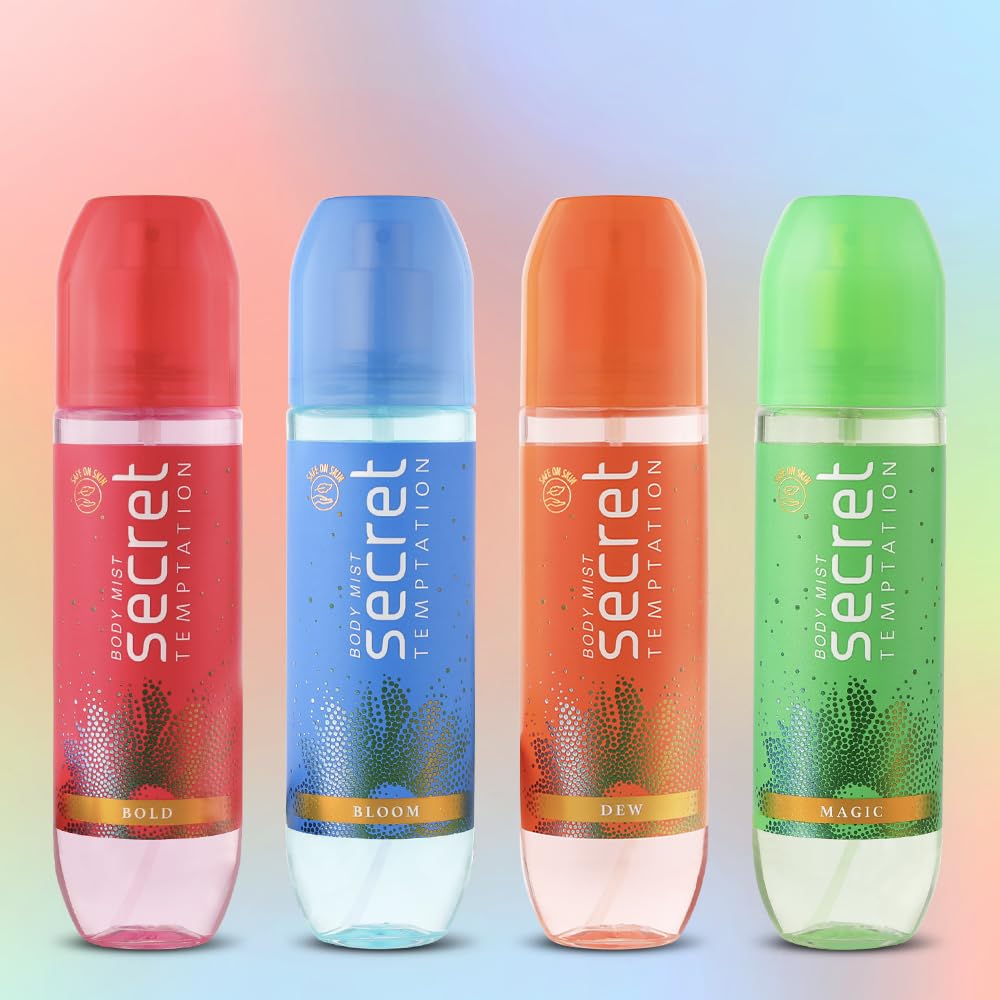 Secret Temptation Body Mist Combo for Women, Pack of 4 (120 Ml Each) l Long-Lasting Fragrance l Dermatologically Tested & Safe on Skin l Experience Post Shower Freshness Secret Temptation Body Mist Combo for Women, Pack of 4 (120 Ml Each) l Long-Lasting Fragrance l Dermatologically Tested & Safe on Skin l Experience Post Shower Freshness