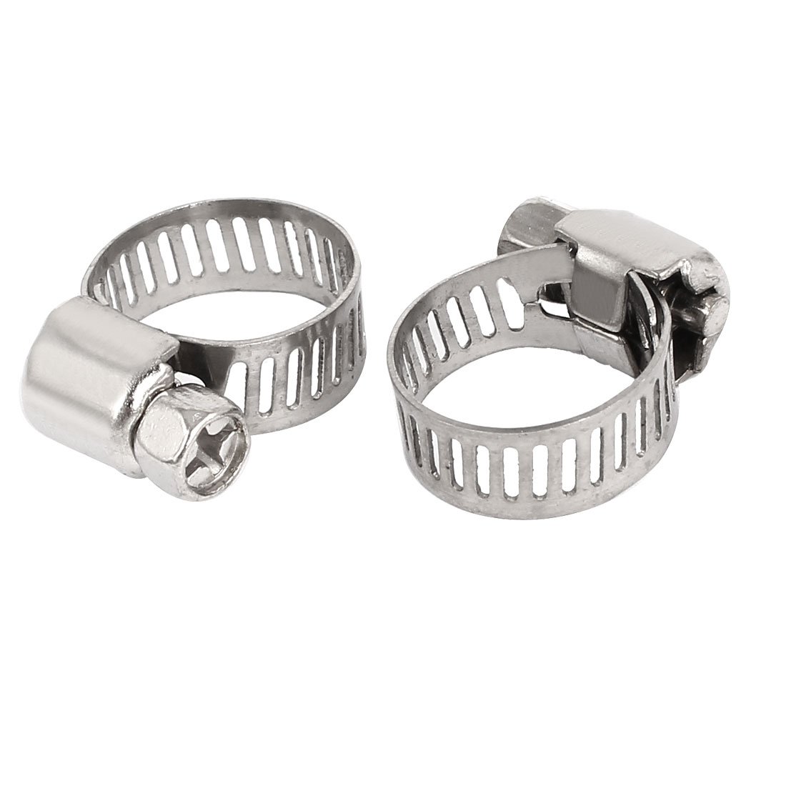 Aexit Cable Pipe Clamps Fitting Metal Adjustable Worm Gear Hose Clamp Silver Tone Strap Clamps 9-16mm 20pcs