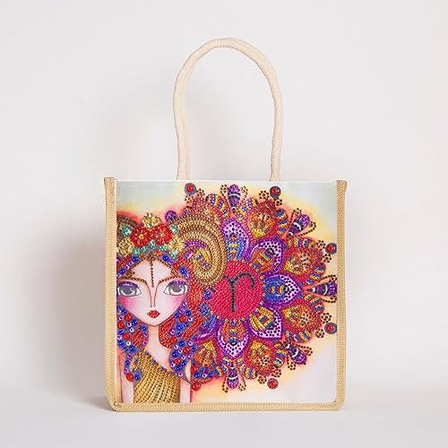 Miniatura 5 de DOOSAI Paquete de 4 bolsas de lona de cabello verde rojo de tacón alto con diamantes de tacón alto, bolsas de lona bohemias 5D para bricolaje,