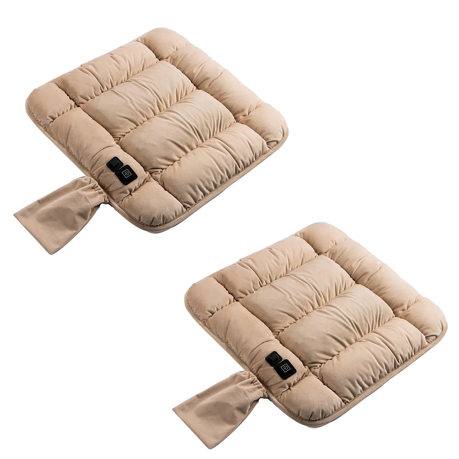 2 Almohadilla Electrica Portátiles, Cojín de Silla Con Calefacción con 3 Configuraciones de Temperatura, Calentamiento Rápido, Funda de Asiento Calefactora USB Para Silla, Sofá(Beige)