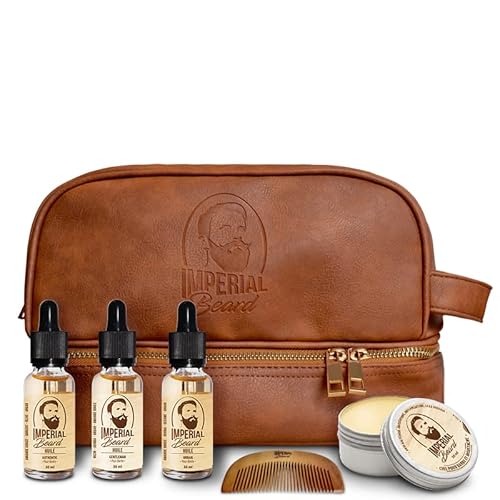 IMPERIAL BEARD - Kit Barbe Homme - 1 Peigne à Barbe + 3 Huiles + 1 Cire - Cadeau Homme - Fabrication Française
