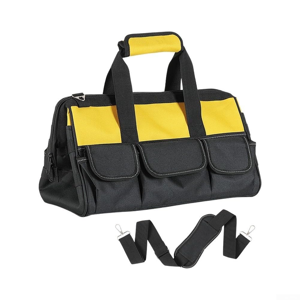 Bolsa de Herramientas para profesional Base Rígida 600D Oxford Gran Capacidad con 8 Bolsillos para Electricista Carpintero 45cm(Army Green)