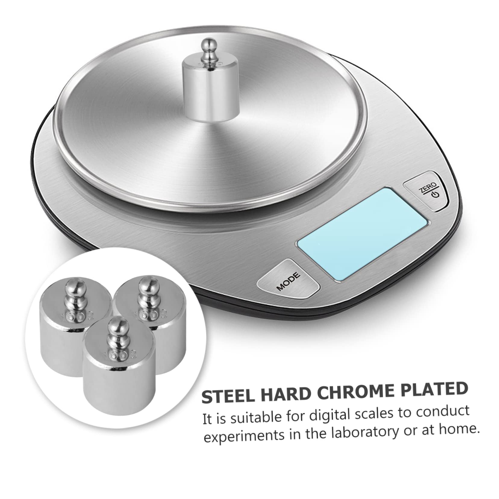 MAGICLULU Lot de 3 Poids D’étalonnage Chromés M2 de 100g, Instrument Pédagogique Précision pour Balance Électronique, Poids Calibrage Laboratoire Scientifique et Éducatif