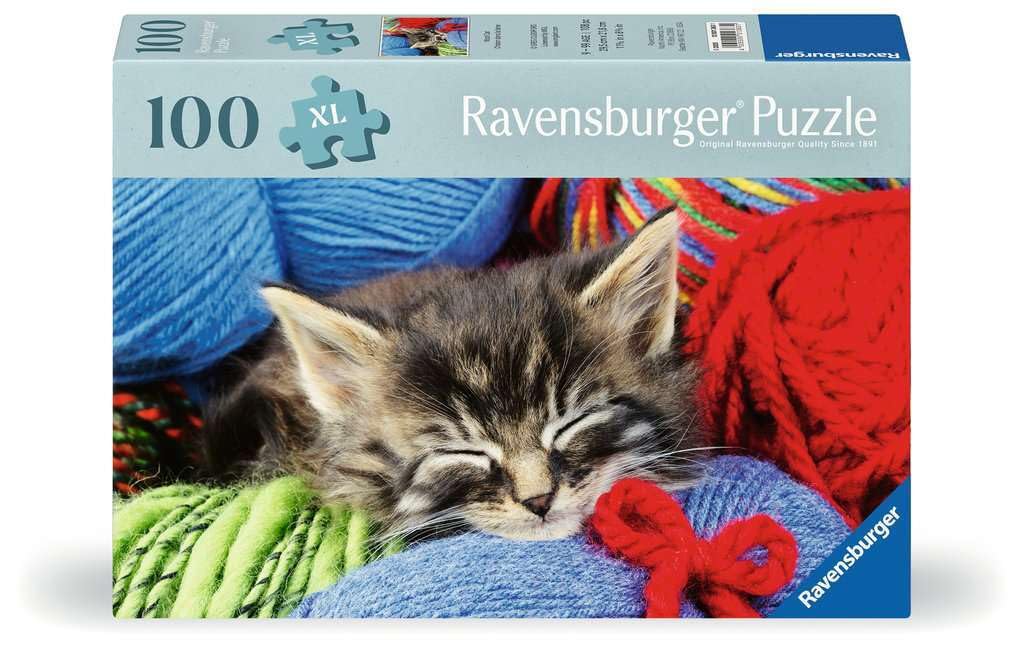 Ravensburger Feel Well & Puzzle & Board - Wool Cat, 100 piece for Adults and Kids Age 9 Years Up, White