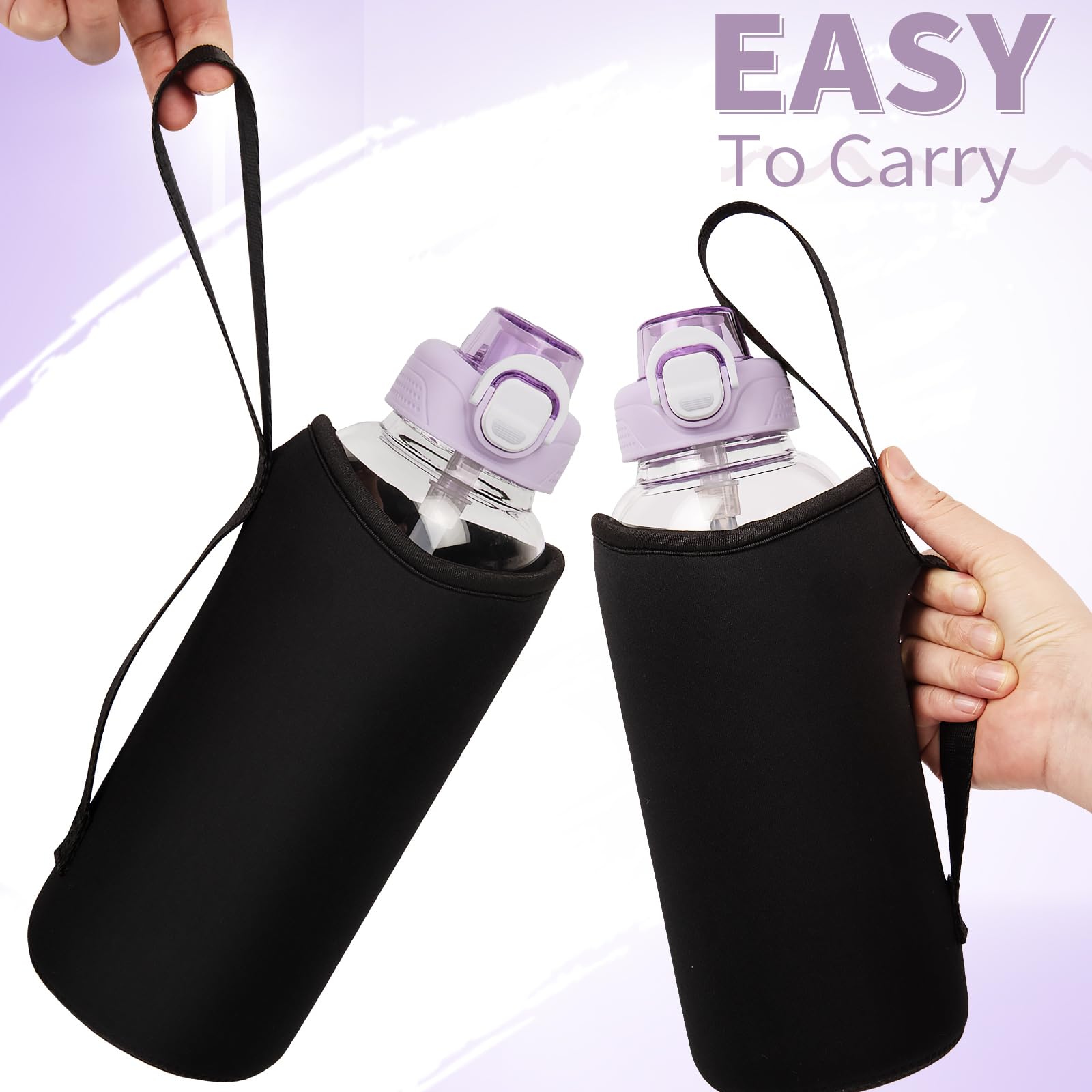 DEARRAY 1.5l Glass Water Bottle with Straw & Neoprene Sleeve 1.5 litre BPA free Large Glass Drinking Bottle Leakproof - Image 4