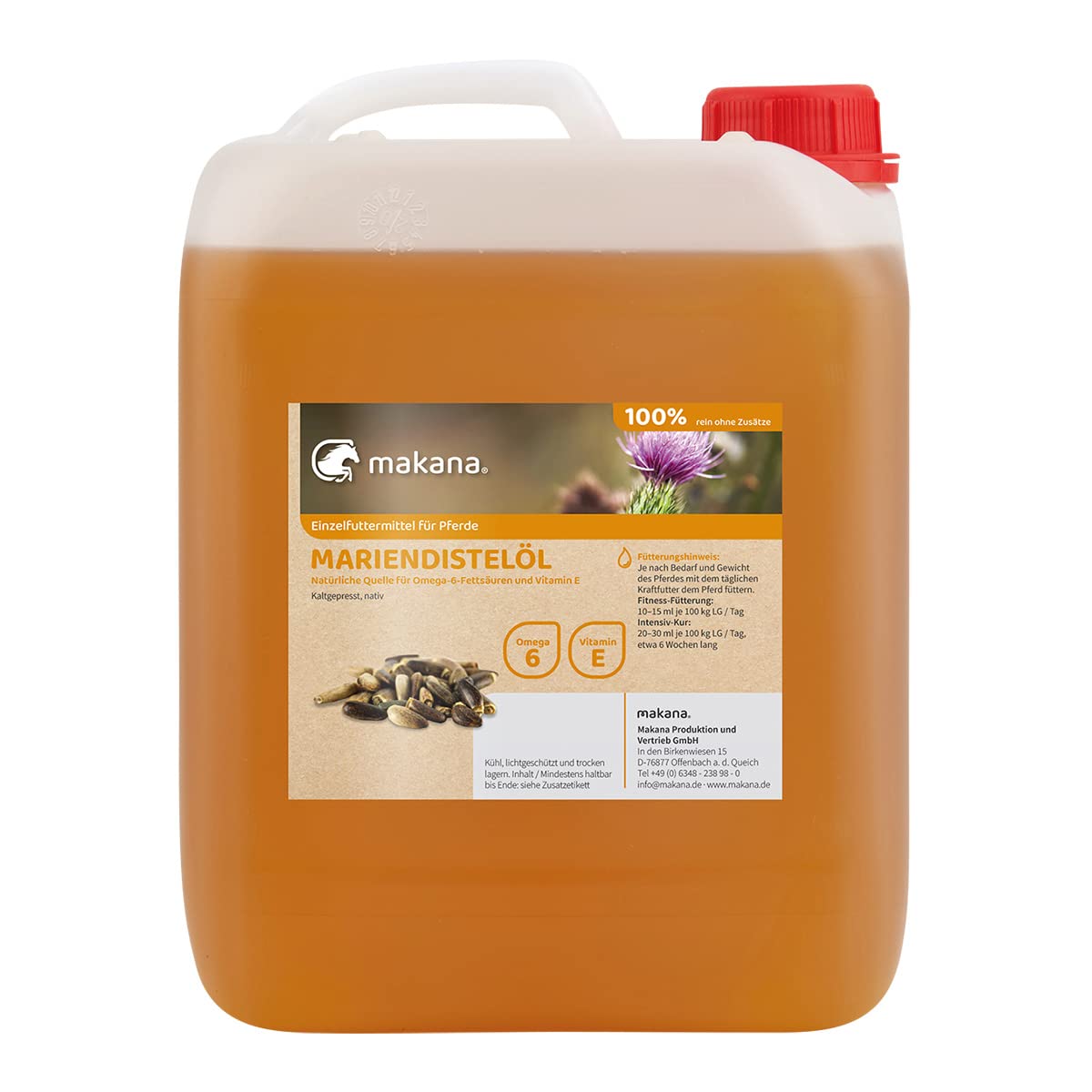 Makana Olio di Cardo Mariano per Animali, spremuto a Freddo, 100% Puro, tanica da 5000 ml (1 x 5 l)