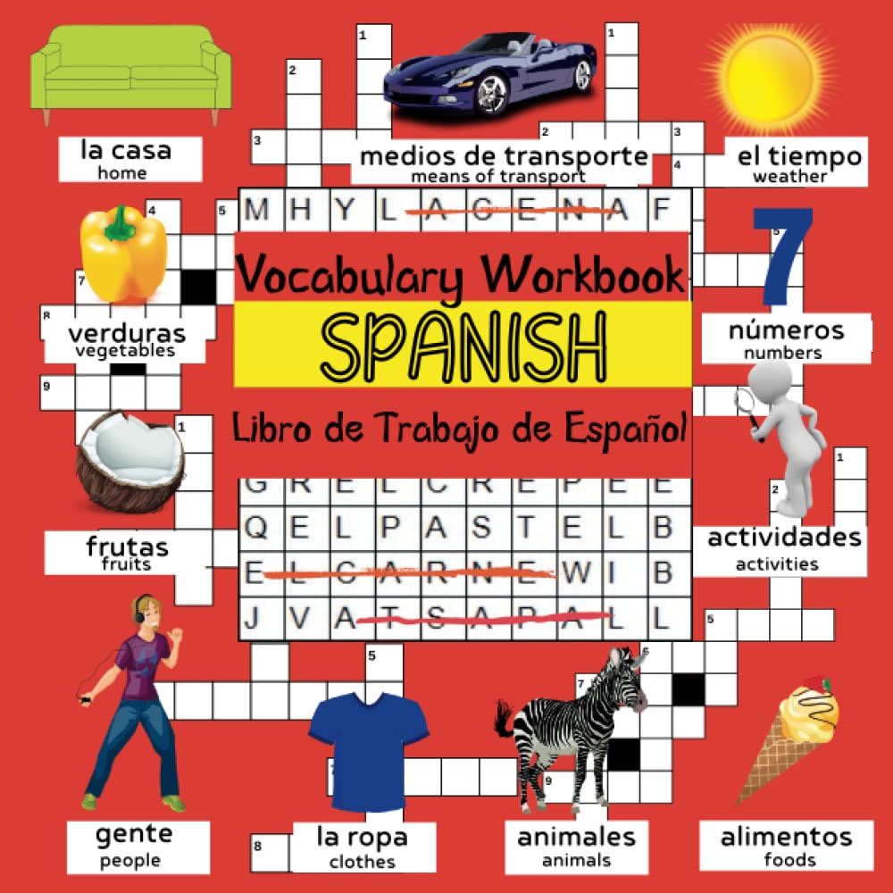 Spanish Vocabulary Workbook: Libro de Trabajo de Español | Bilingual Spanish English Dictionary for Kids 8-12 with Games to learn Spanish - Word