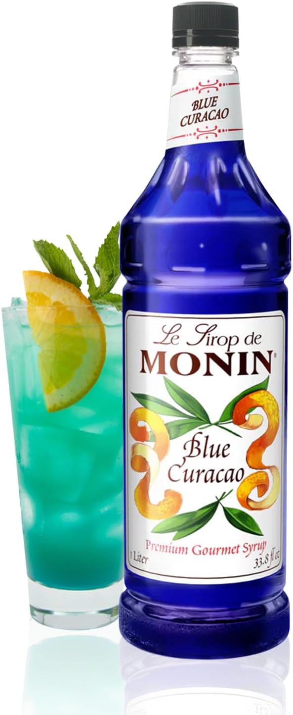 Premium Blue Curacao Syrup | Iconic Blue Hue & Zesty Sweetness for Cocktails & Creations | No Artificial Flavors Or Preservatives (BPA Free Bottle, 33.8 fl oz)