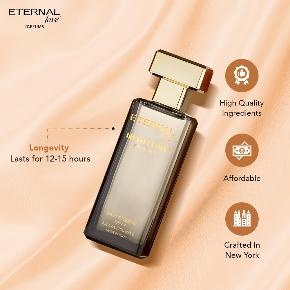 Eternal Love Nighttime for Women - Long Lasting Eau de Parfum Spray - Romantic Big Floral Fragrance with Rose & Jasmine - Warm Sophisticated Scent - 3.4oz - Image 4