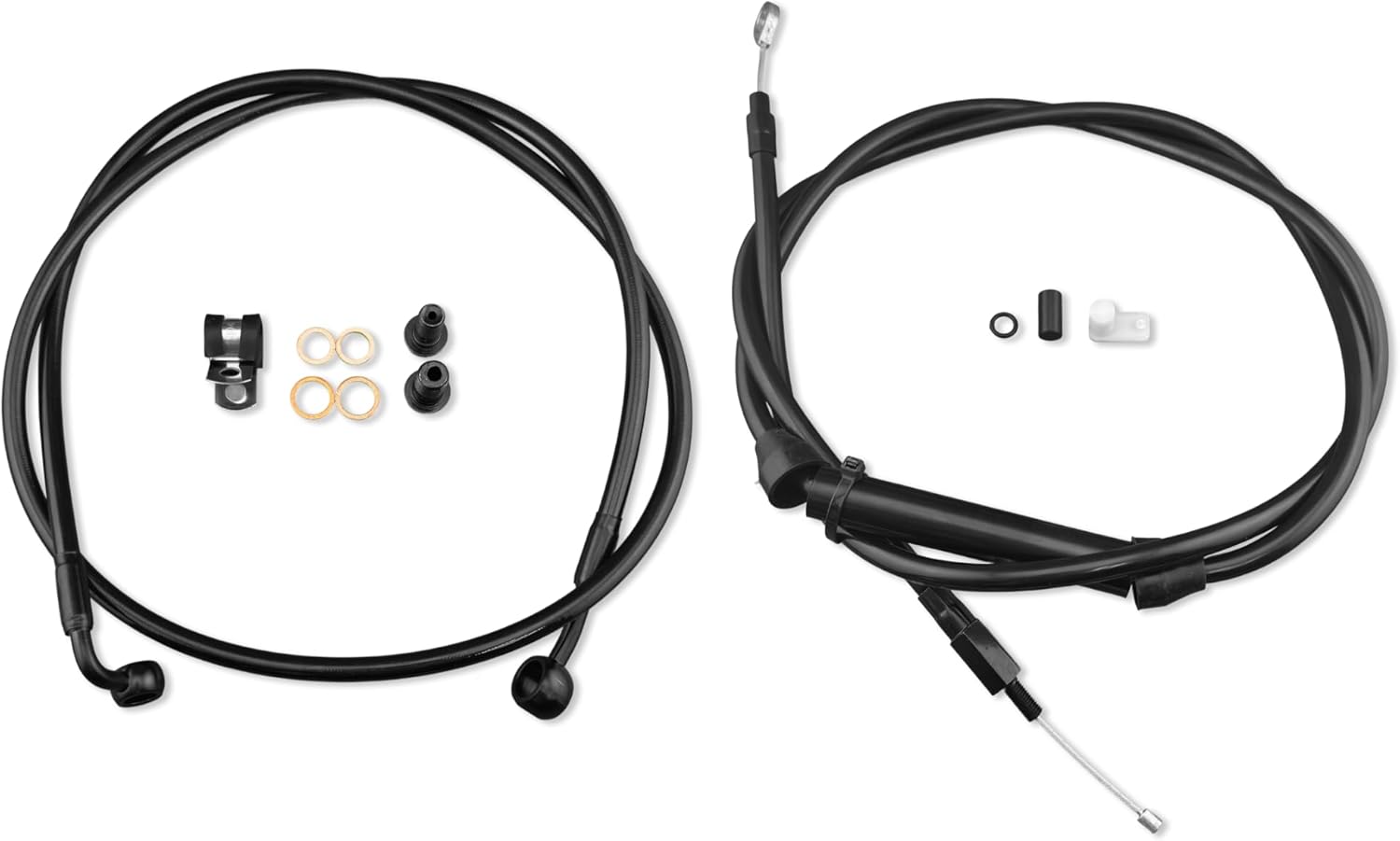 12 Inches Ape Hanger Black Stainless Handlebar Cable Kit Brake Line Kit Compatible with 2016-2017 H-D Softail Models No ABS