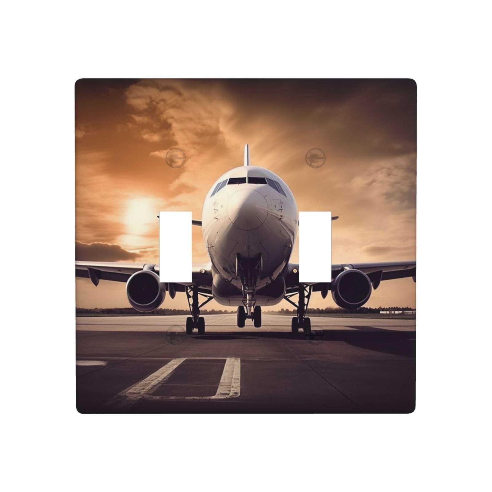 Aceprints Airplane 2 Gang Double Toggle Wall Plates, Unbreakable Decorative Duplex Light Switch Plate Covers Electrical Switchplate Cover Faceplate For Bathroom Kitchen Decor