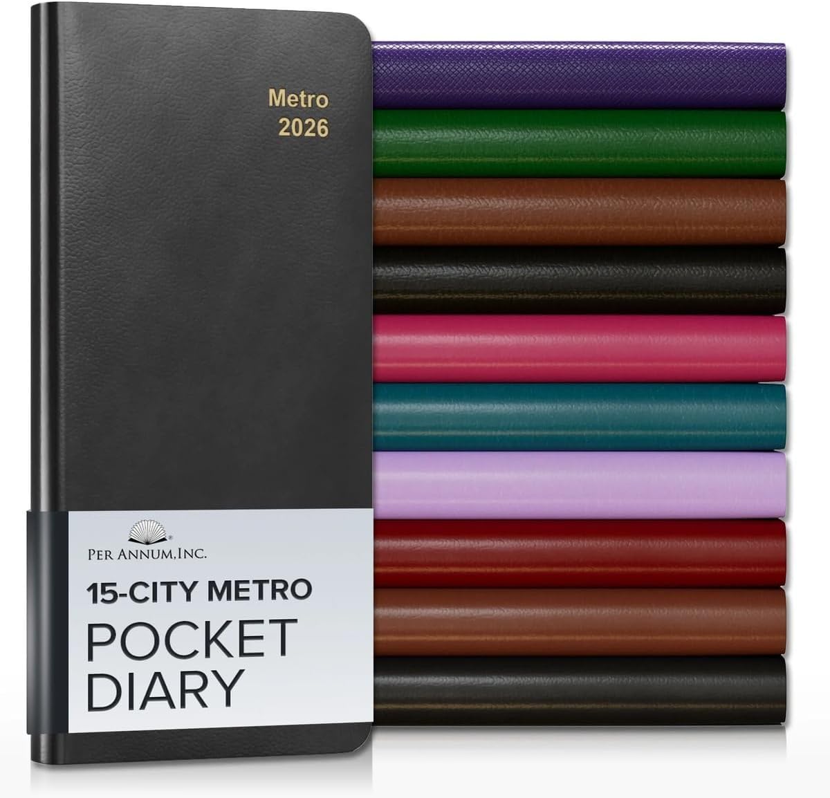 Per Annum Metro City Diary Planner 2026 - Hudson Black - 7x3.25"