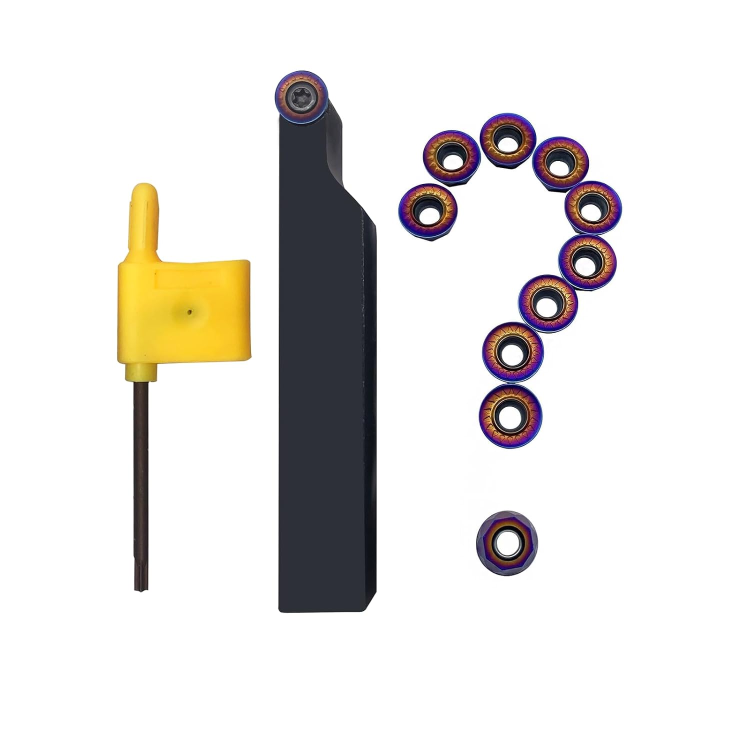 5/8" Indexable Metal Lathe Turning Tool Holder SRAPR1616H10 with 10pcs RPMT10T3MOE-JS R5 Round Carbide Replacement Inserts Button Inserts for Steel Stainless Steel