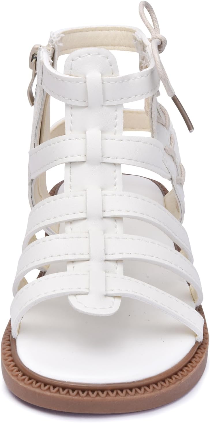Skeblo Girls Rivet Gladiator Sandals Summer Princess Dress Strappy Flats Zip Up Boots Shoes