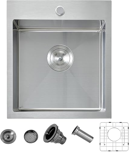 Ufaucet 15 Drop In Bar Sink, 16 Guage Stainless Steel 13x15x9 Wet Bar Prep RV Ou