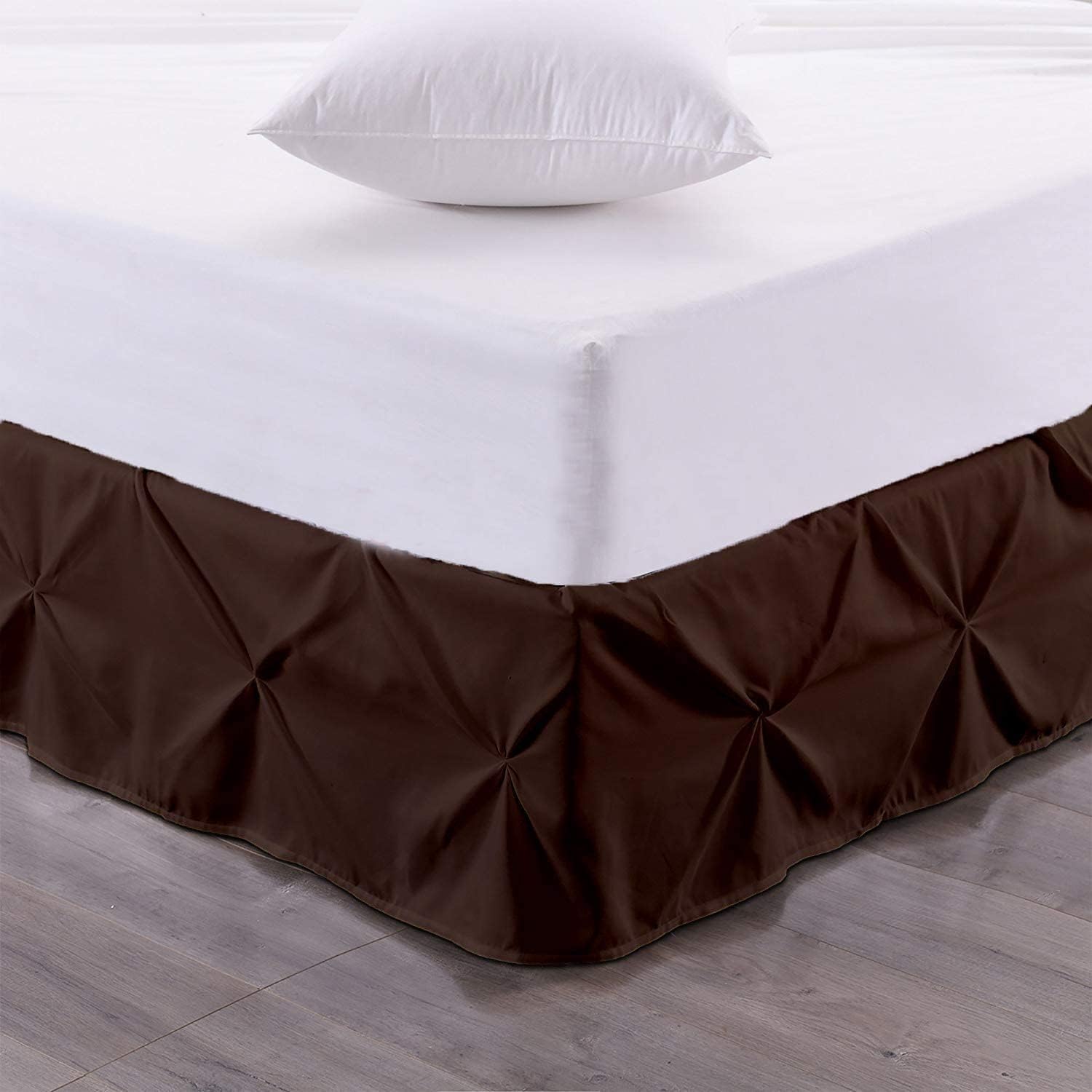 Pinch Pleated Bed Skirt - Easy Fit 18 inch Drop Full Bed Skirt Brushed Microfiber Quadruple Pleated Bed Skirt Tailored Drop Dust Ruffle (White)