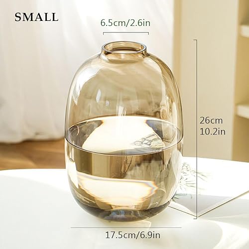 Miniatura 6 de Jarrón de vidrio ámbar para flores, jarrón alto de vidrio para decoración de suelo, jarrones decorativos para centros de mesa del hogar, decoración