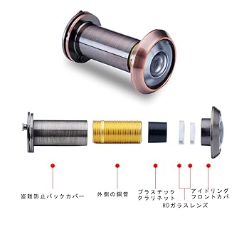 Amazon.co.jp: ドアスコープ 防犯用広角 200°ドアメガネ