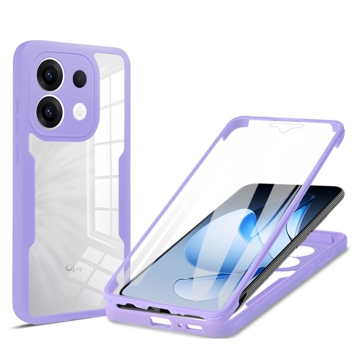 For Oppo Reno13 Pro (6.83") Phone Case Tempered Glass, Shockproof Cover Bumper Shell Soft Silicone Anti-Scratch Clear Case 9H Hardness Screen Protector - Curved Rays Of Light