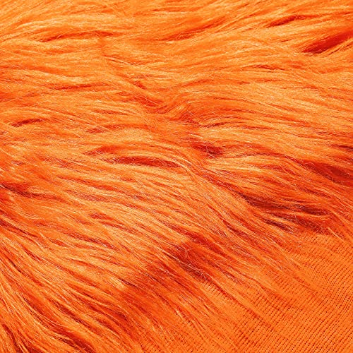 Faux Fur Fabric Christmas Fluffy Fuzzy Craft Shaggy Synthetic Plush Patch Sewing Fur Cuts for DIY Halloween Winter Costume Gnome Beard Miniature Dolls Costume Rugs Mats (Orange, 60 x 18 Inch)