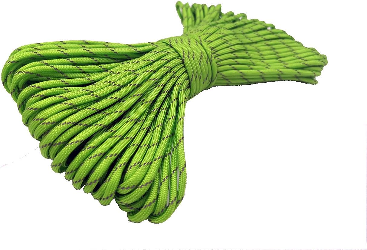 4mm Fluorescent Light Reflective Tent Rope Camping Rope, Paracord, 13.1 feet Reflective Rope, with Camping Wind Rope Buckle, Storage Bag