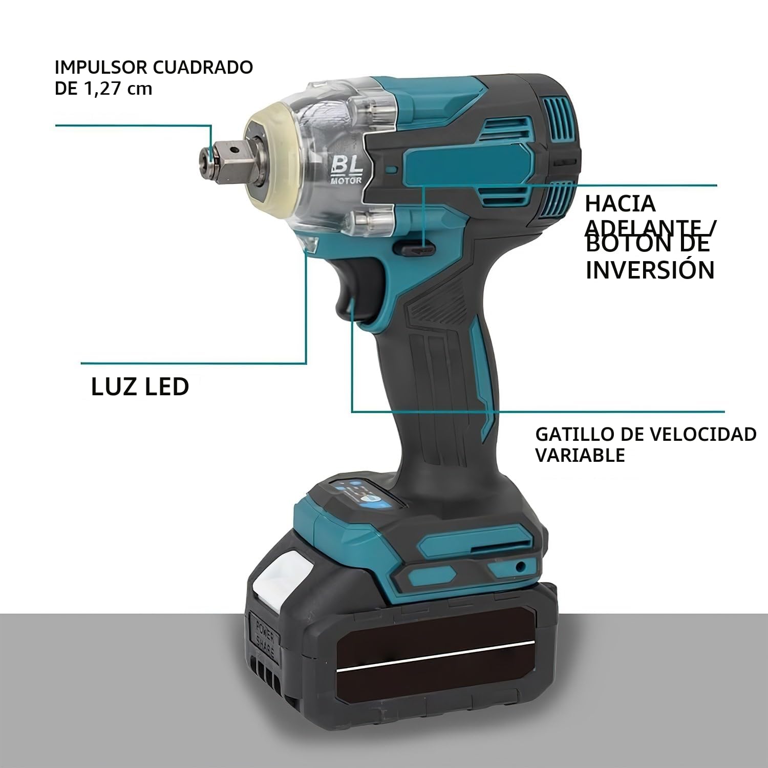 Llave de impacto a batería con dos baterías, 21 V, eléctrica, destornillador 3 en 1, 1200 N.m, llave de impacto, 6700 rpm, con luz LED, 5 tuercas de impacto, para casa/auto/DIY (1200 N.m)