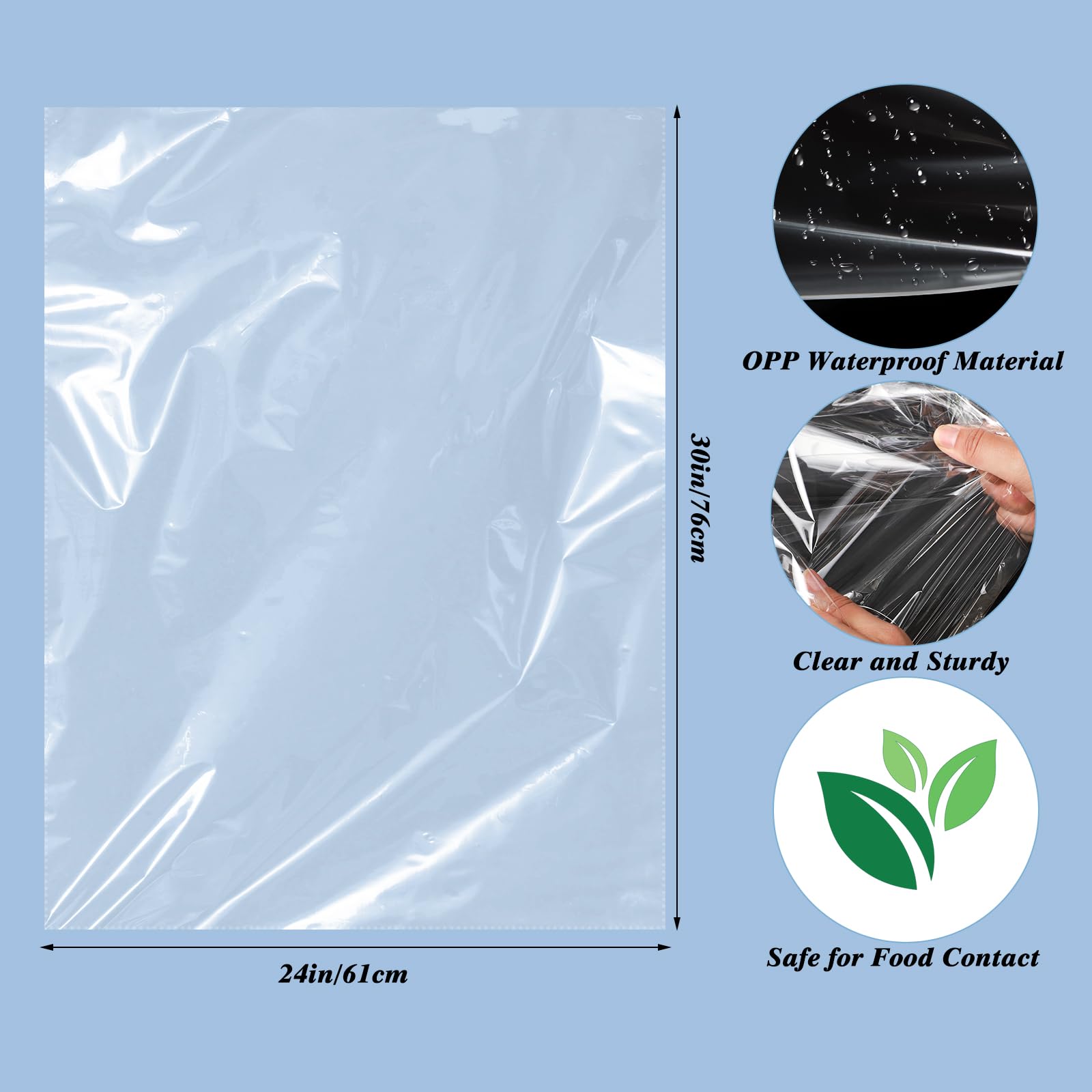 GXFCING Lot de 12 Grands Sacs en Cellophane pour Panier Cadeau Comprenant 6 Sacs en Plastique Transparent 100 x 70 cm et 6 Nœuds à Traction pour Paniers Cadeaux Fleurs Artisanat Emballage