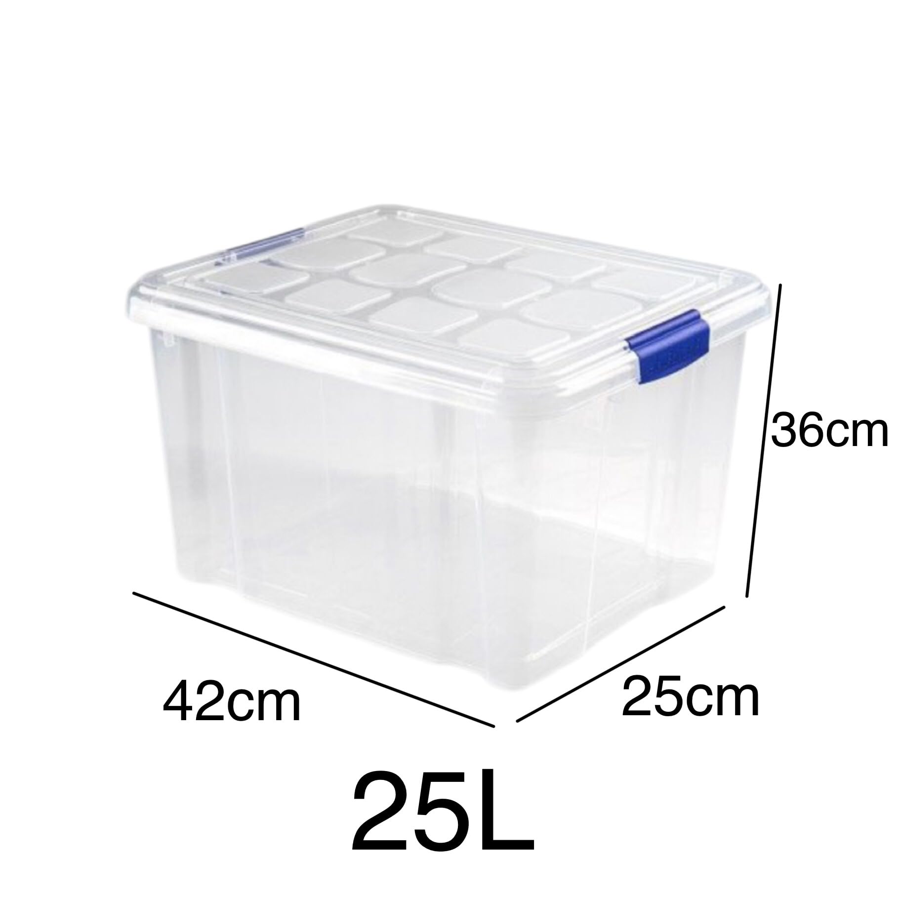 Set 3 caja de Almacenamiento,cajas de almacenaje de 5L,8L,12L,16L,25L y 35L. Caja de almacenamiento Plástico Transparente, multifuncional, para organización del hogar, con cierre hermético (25L)