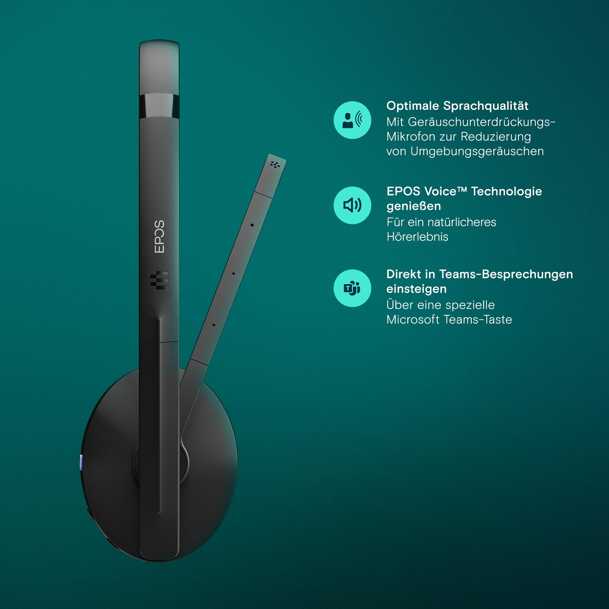 EPOS Adapt 260 - Professionelles Bluetooth-Headset mit Überlegenem Klang, Ganztägigem Komfort und Multi-Geräte-Konnektivität