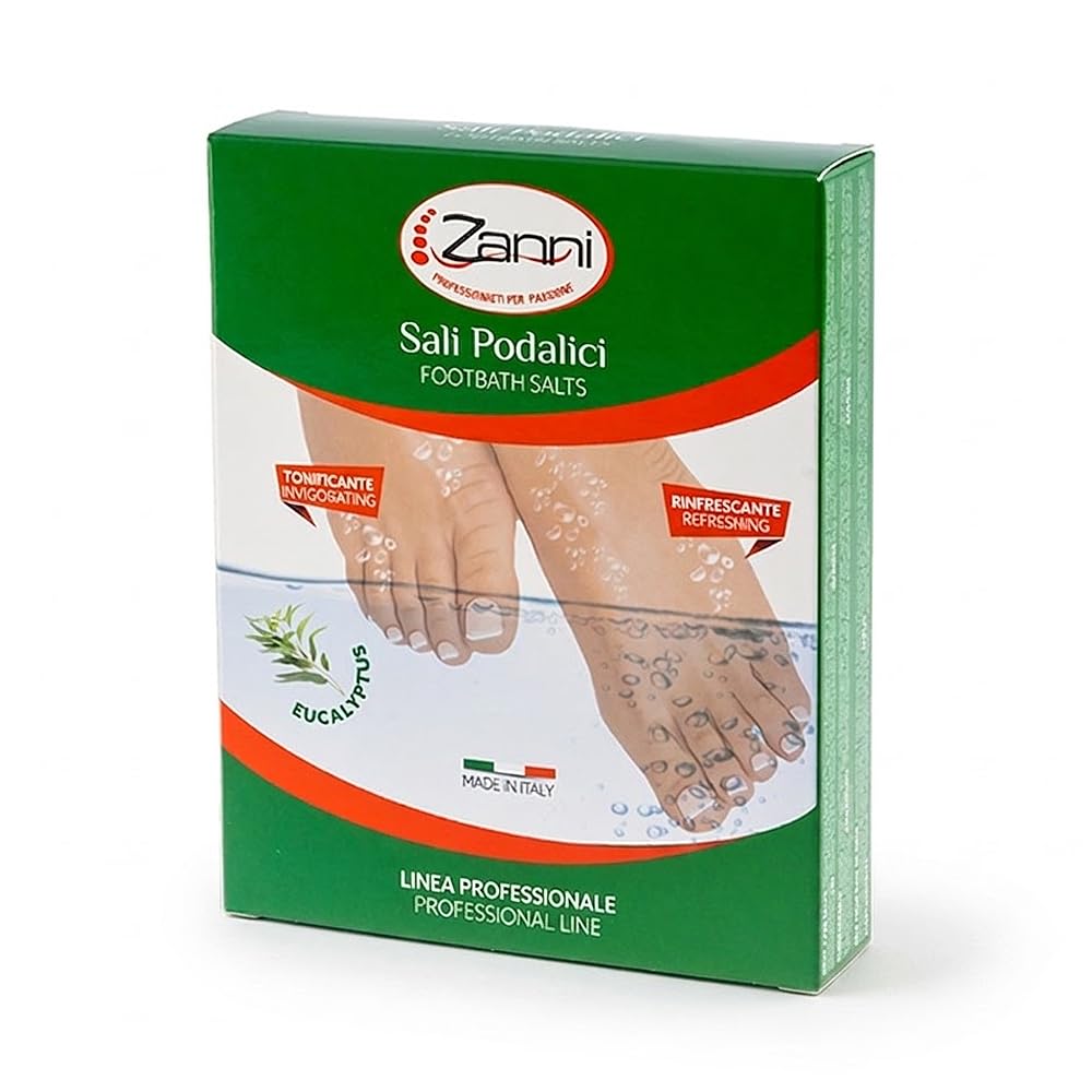 Zanni Sali Podalici, Sali per Pediluvio Rinfrescante e Tonificante con Mentolo, Timo ed Eucalipto, Sali da Bagno a Effetto Deodorante Piedi Stanchi, Sollievo e Riduzione Gonfiore, 100 g, Made in Italy