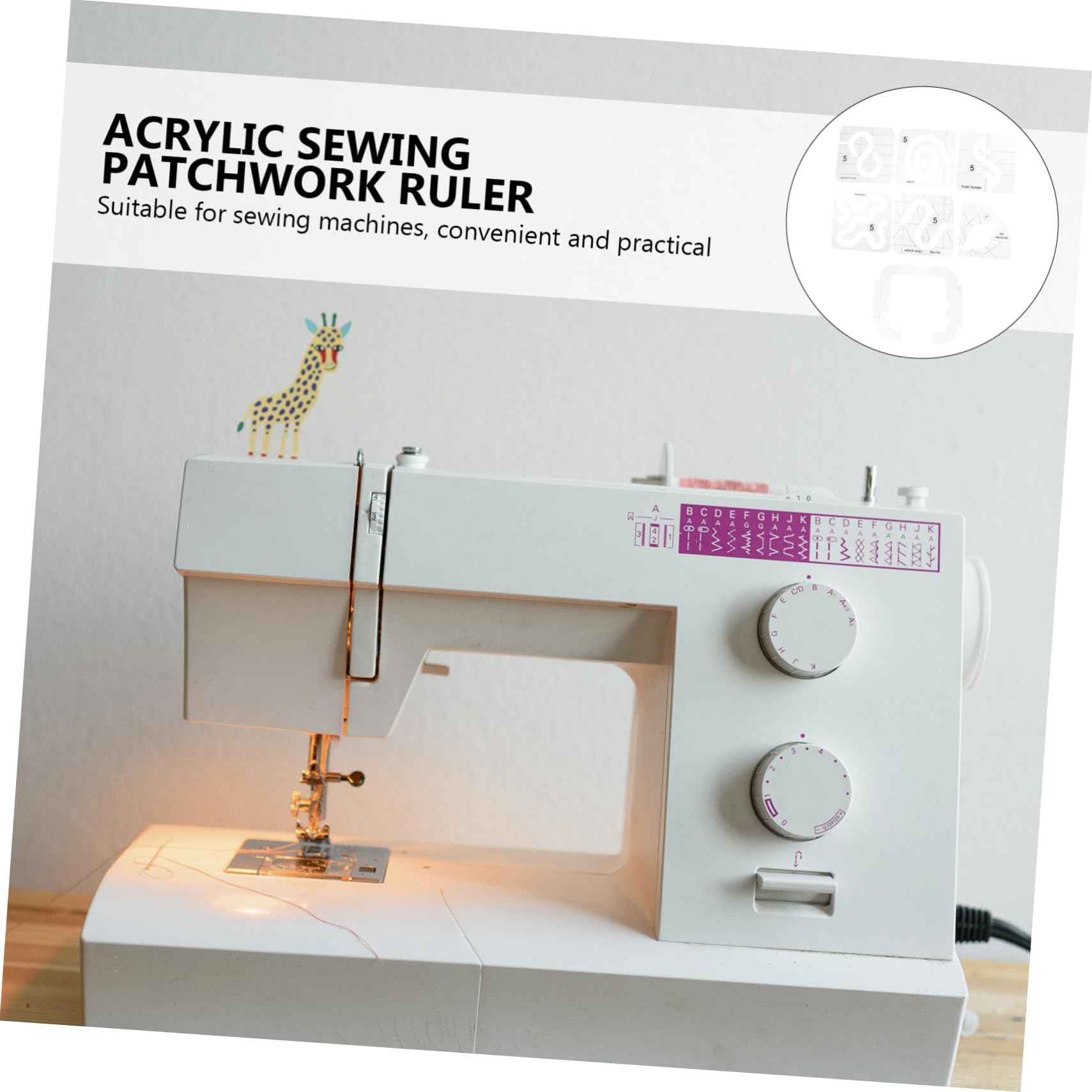 Set 7 Pezzi Righello per Patchwork in Acrilico Bianco | Quilting a Macchina e Free-motion, per Progetti Tessili e Splicing, Facile da Usare